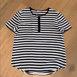 Equipment Riley silk tee blue and white stripe
